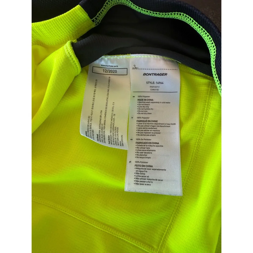 Bontrager Solstice Cycling Jersey Mens XL Short Neon Yellow Full Zip Bike Hiking - Picture 8 of 10